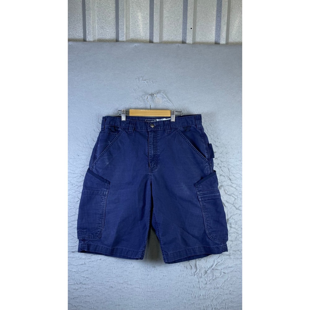 Carhartt Cargo Shorts Mens 34 Blue Excellent Ripstop Loose Fit Utility Workwear